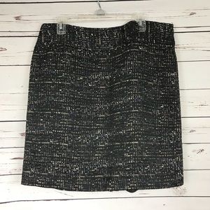 Ann Taylor skirt 16 black tan blue white tweed